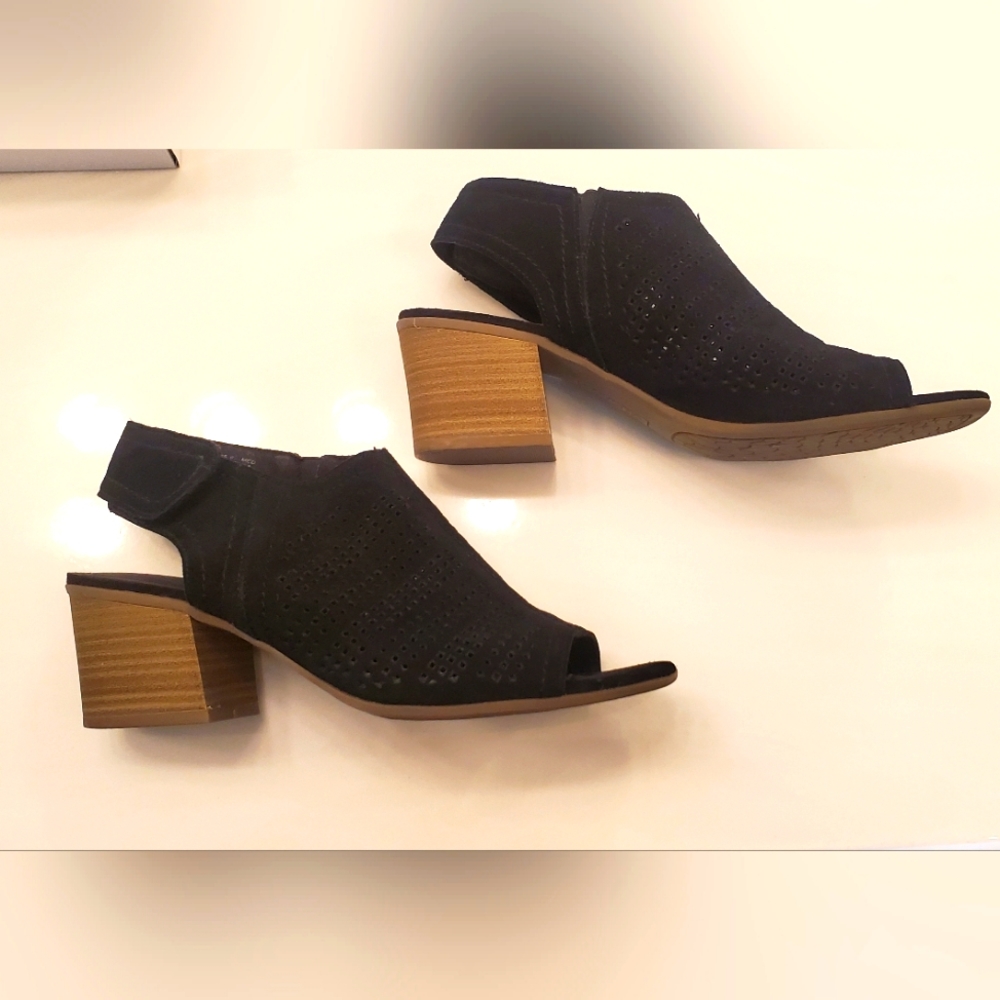 Suede open toe booties